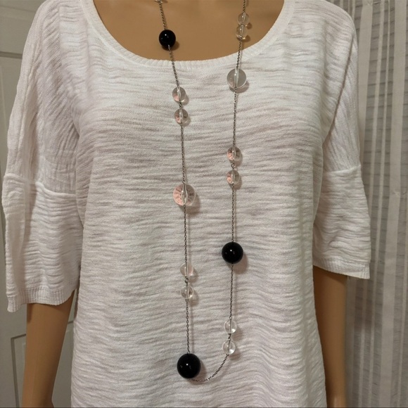 ST JOHN LONG NECKLACE WITH MATCHING BRACELETS BLACK & CLEAR EXCELLENT CONDITION - Picture 3 of 12